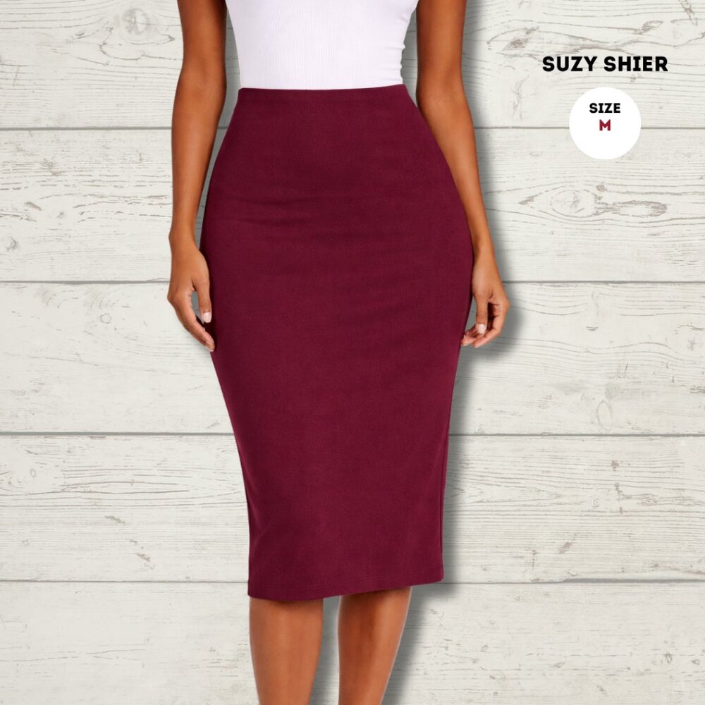 Suzy Shier Green Pencil Skirt – Size Medium | Stretch | Office Chic